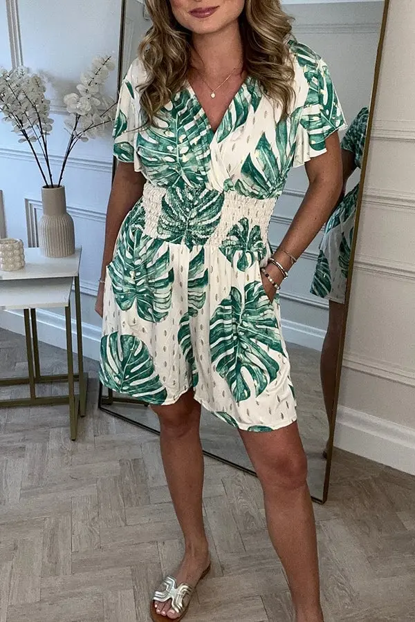 Vivian Sommerhose mit floralem Punktedruck & Taschen | elastischer Bund | leichtes Polyester | Freizeit-Look, normaler Fit