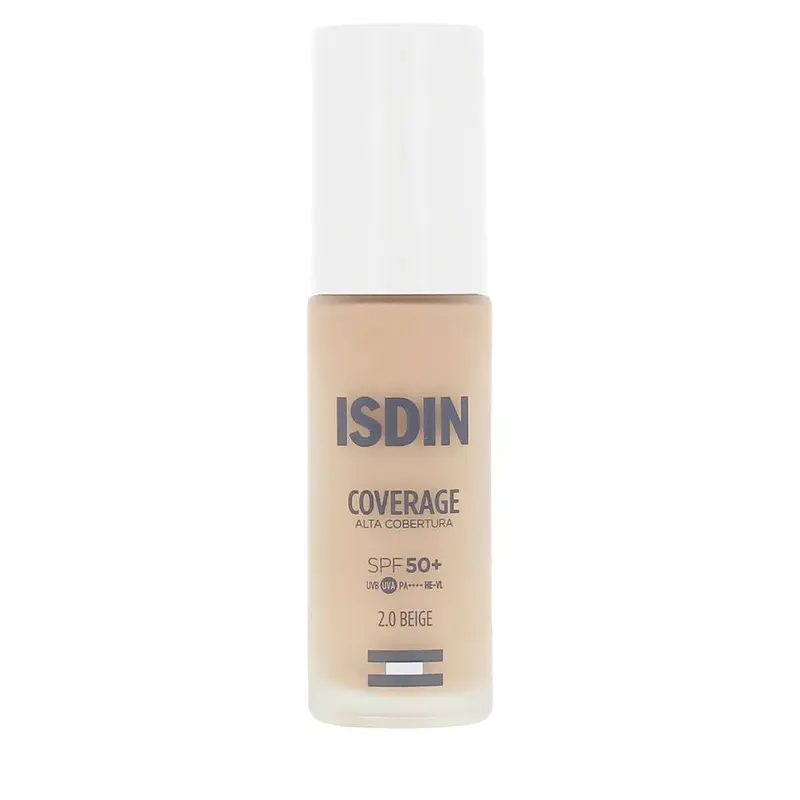 Vloeibare Foundation Isdin COVERAGE Nº 2.0 Beige Spf 50 30 g