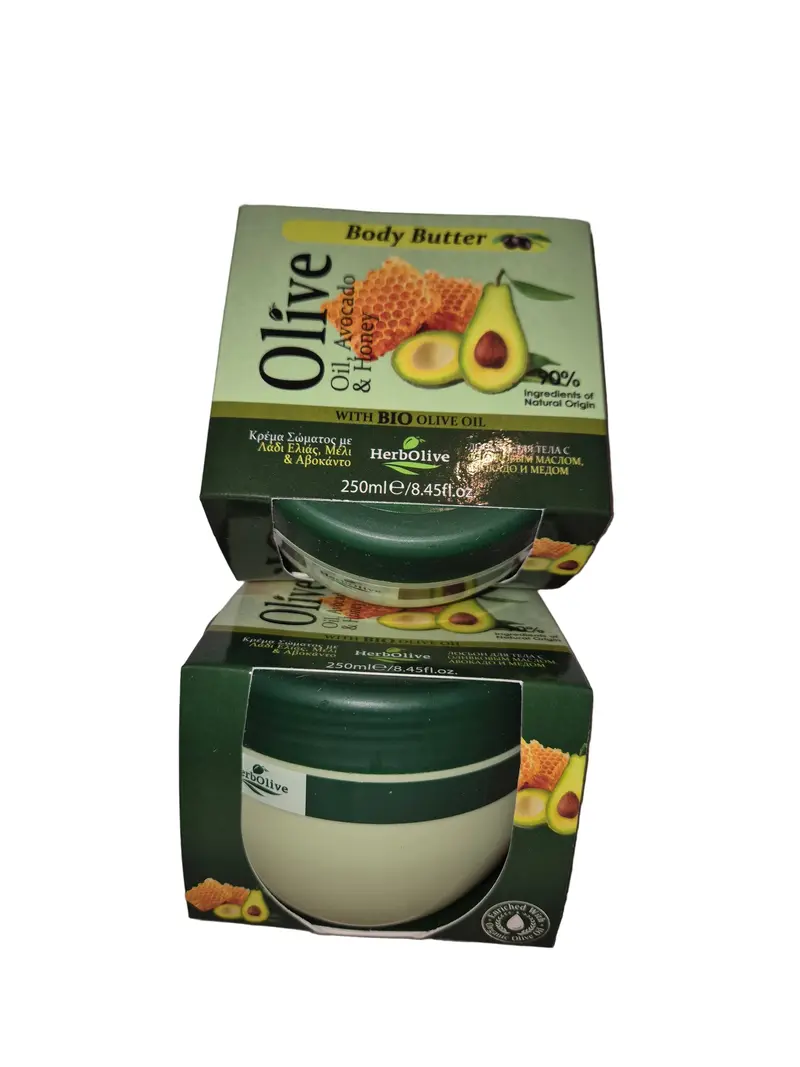 Voordeelpakket 2 stuks HerbOlive body butter avocado en honing 250 ml OP=OP