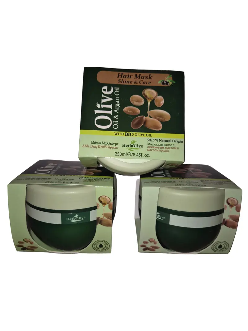 Voordeelpakket 3 stuks HerbOlive Haar Masker Glans en Verzorging met Argan Oil OP=OP