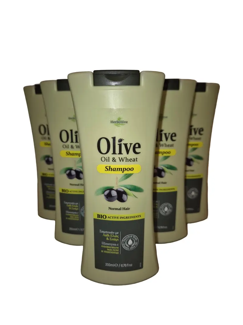 Voordeelpakket 5 stuks HerbOlive Shampoo Oil & Wheat (Voor normaal haar) - 200 ml OP=OP