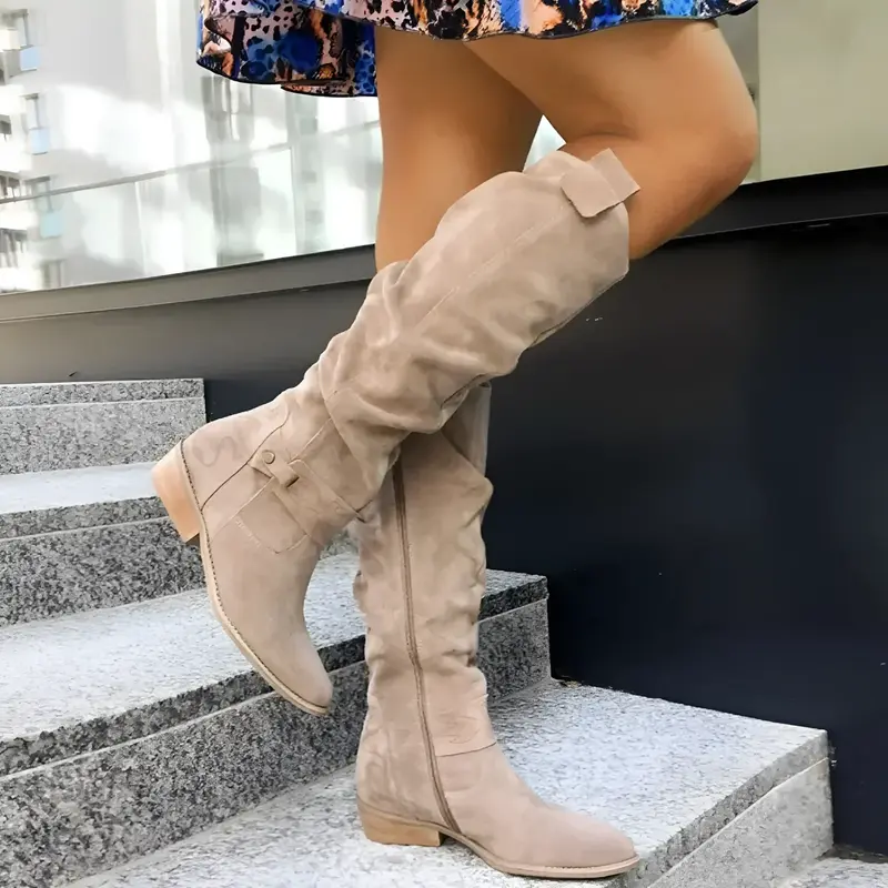Wetterfeste Damen High Boots aus Kunstleder | warm gefüttert & rutschfeste Sohle | eleganter hoher Schaft | Herbst & Winter