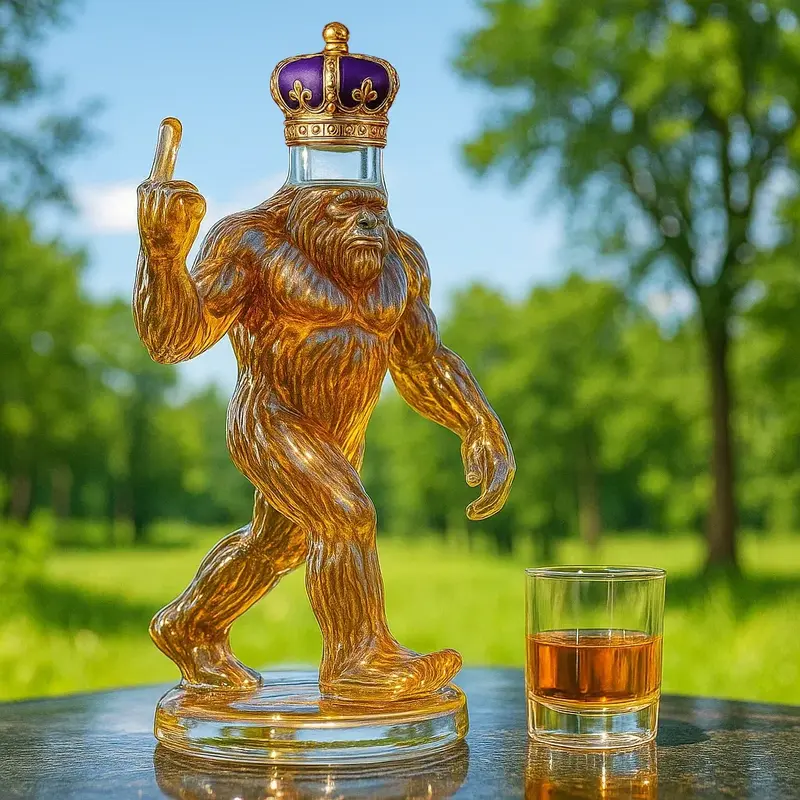 Whisky-Karaffe in Sasquatch-Form | Glasdekanter mit Verschluss | Außergewöhnlicher Blickfang für Hausbar & Hobbyraum