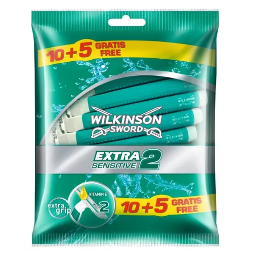 Wilkinson Sword Extra 2 Sensitive wegwerp Scheermesjes - 15 stuks