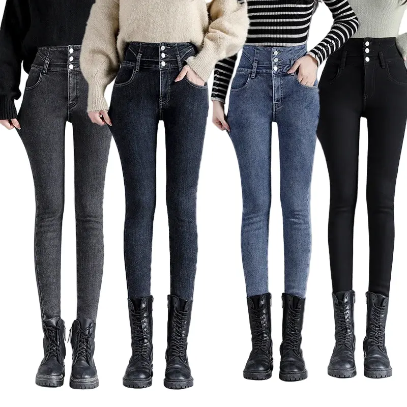 WinterFlexJeans™ Gefütterte Damen Winterjeans | Hohe Taille | Slim Fit & Wärmendes Fleece | Winddicht & Bequem