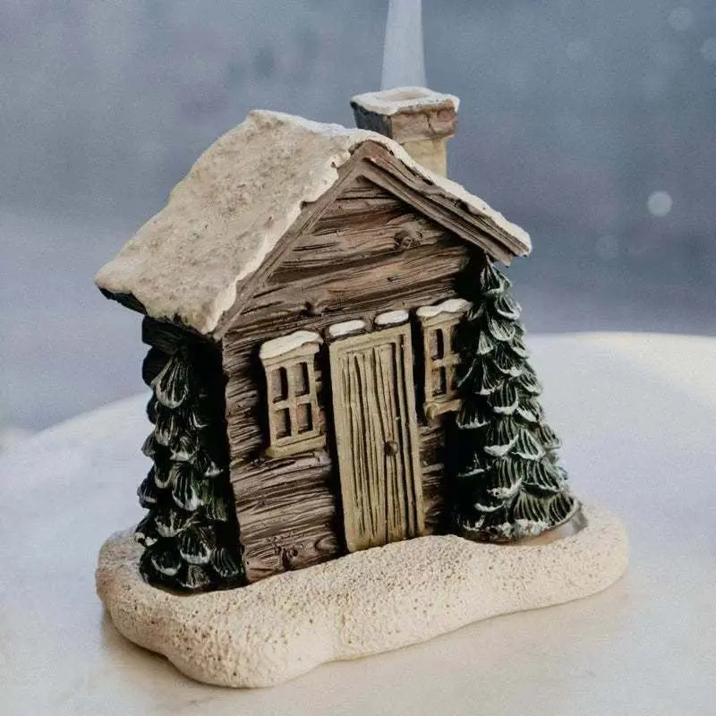 Winterhäuschen Weihnachtsdeko mit Tannenbäumen | Dekoratives Weihnachtshaus für Tisch, Wohnzimmer und festliche Winterdekoration