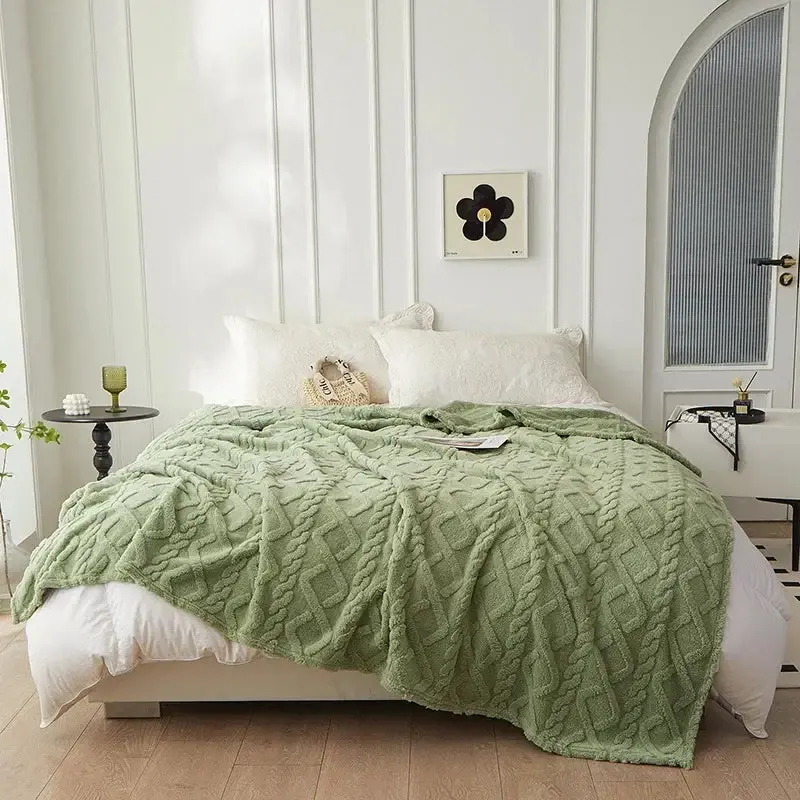 Wolldecke wendbar | Gepolsterte Decke mit glatter Rückseite und maschinenwaschbarem Design für Sofa und Bett