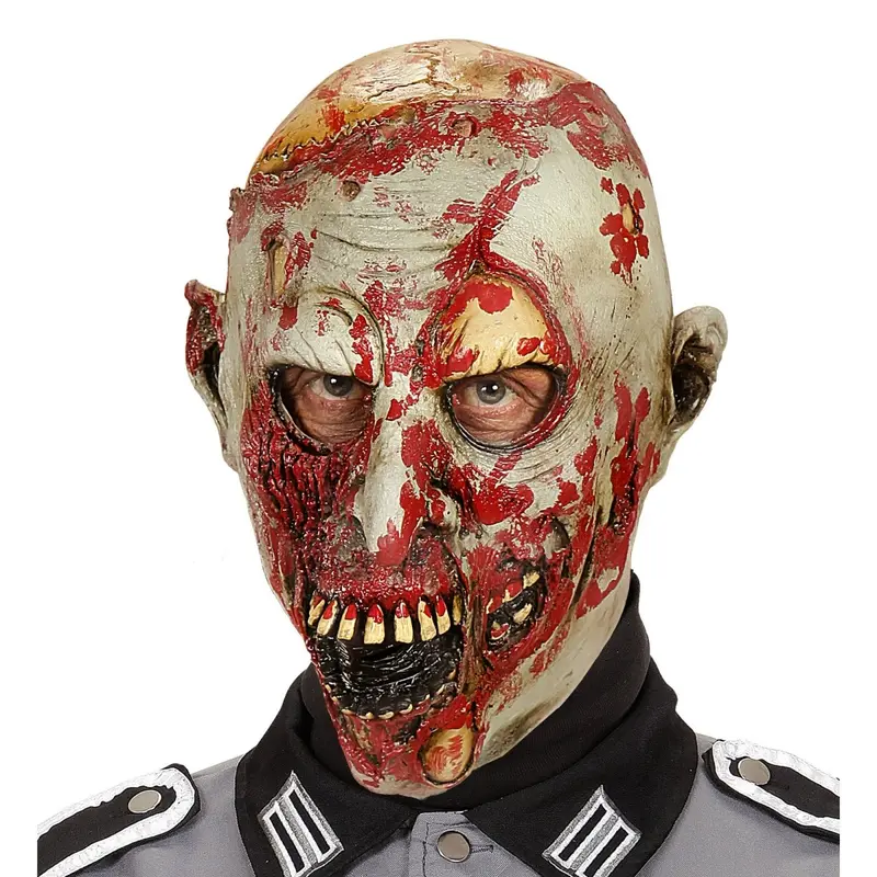 Zombie Maske Halloween | Blutige beige-rote Gruselmaske für Zombie-Kostüme, Horror-Partys und Mottopartys