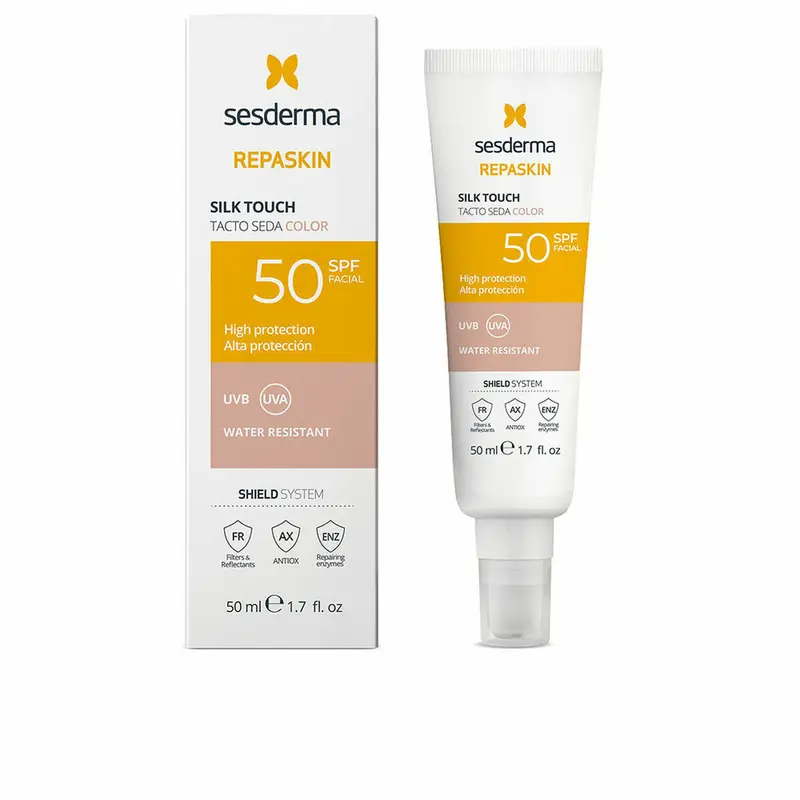 Zonnebrandcrème met Kleur Sesderma REPASKIN Spf 50 50 ml Zijdeachtig