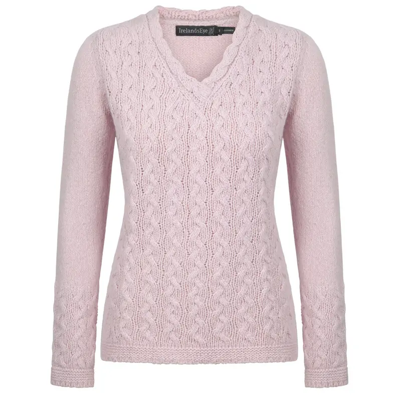 Zopf-Pullover mit V-AusschnittDamen Pullover | Zopfpullover mit V-Ausschnitt und leicht taillierter Passform